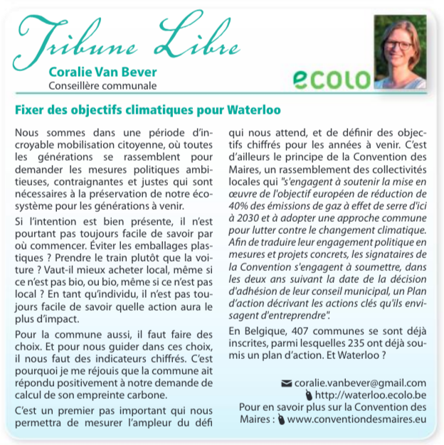 Tribune Libre du Waterloo Info: Coralie Van Bever